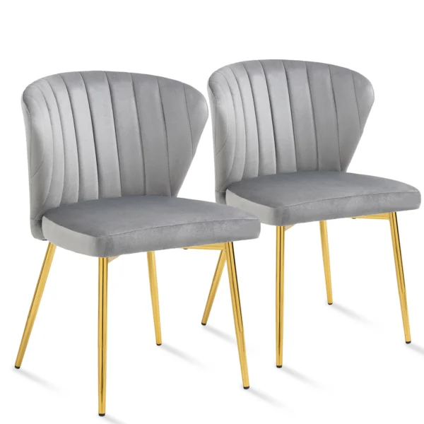 Velvet Dinning Chairs 3-day Delivery Set of 2 Durable Proof Living Room Chairs Upholstered Side Chair with Golden Metal Legs